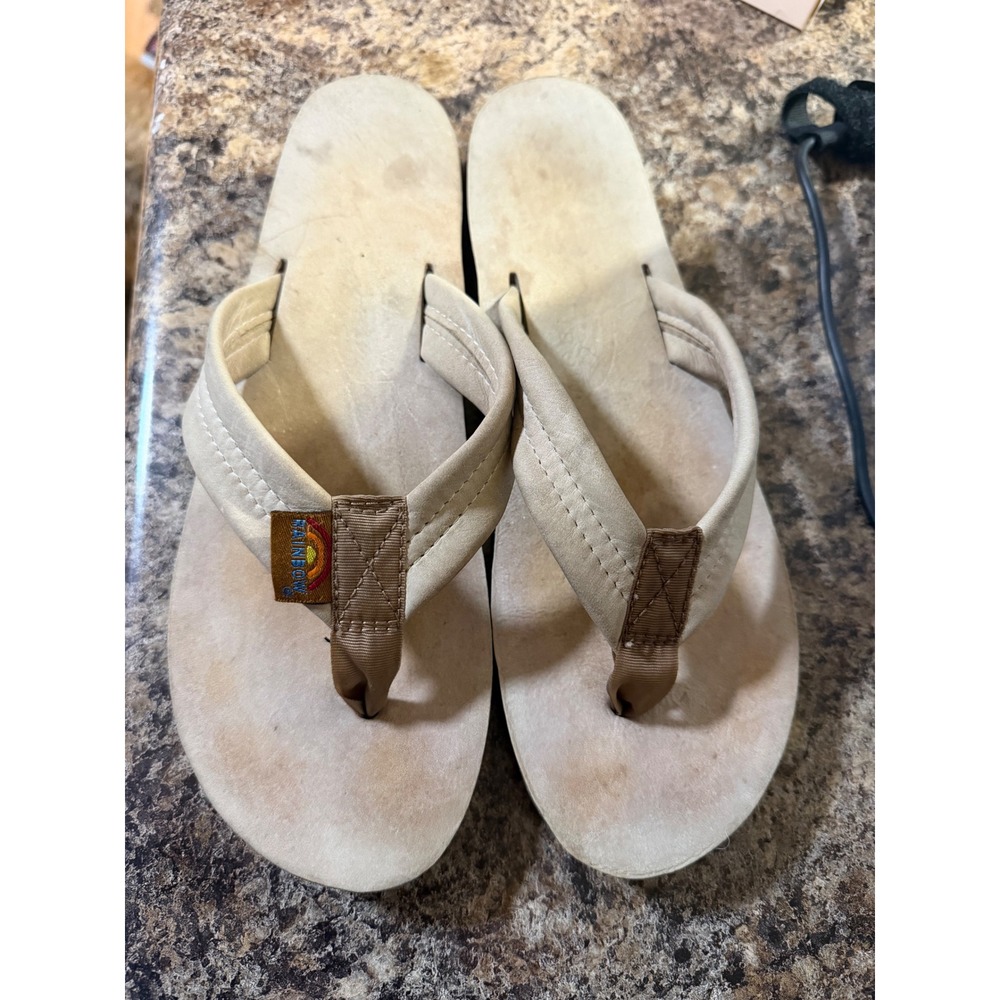 Rainbow Sandals Womens Single Layer Leather Flip Flops Tan Sand Thong Sandals